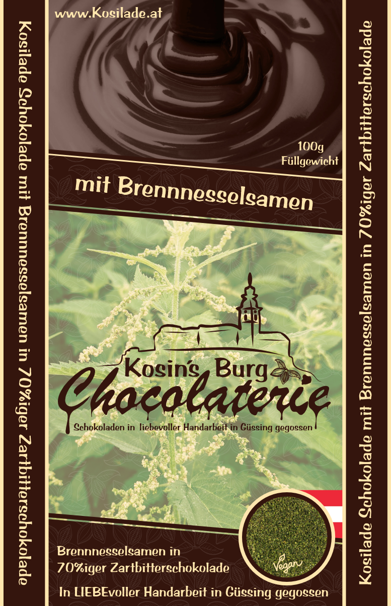 Brennnesselsamen Zartbitterschokolade • Ganze Tafel