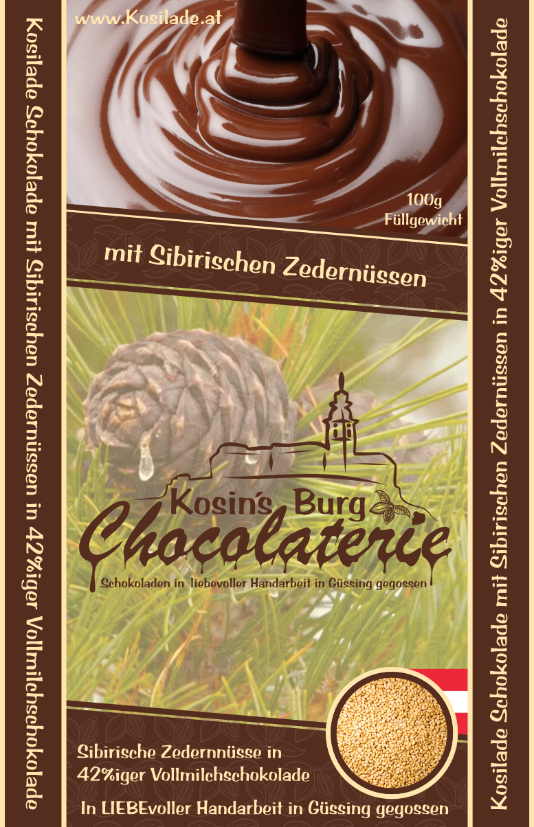 Sibirische Zedernnuss Vollmilchschokolade • Ganze Tafel