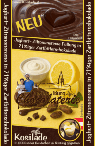 Zitrone- Joghurtcreme • Zartbitterschokolade • Tafelschokolade