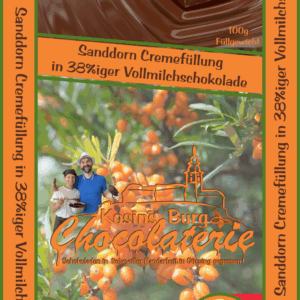 Shop - Sanddorn Cremefüllung VM Sanddorn-Cremefüllung in Vollmilchschokolade • Gefüllte Tafel