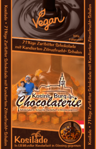 71%ige Zartbitter Schokolade mit Kandierten Zitrusfrucht- Schalen • Ganze Tafel